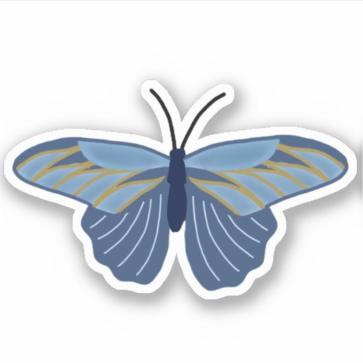 Sticker Papillon bleu et or (Devant)