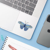 Sticker Papillon bleu et or (Ordinateur portable avec iPhone)
