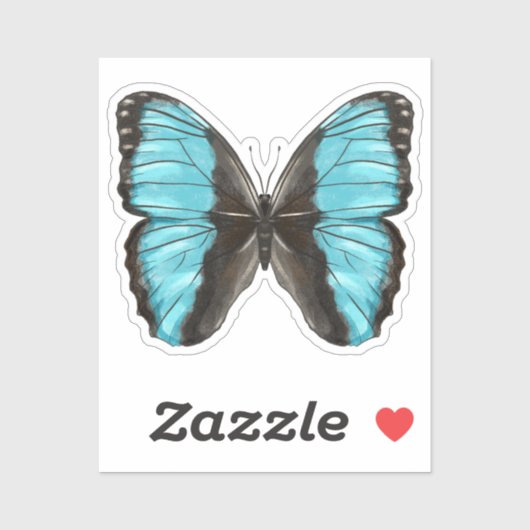 Sticker Papillon bleu Insect Art Amour de la nature (Feuille)
