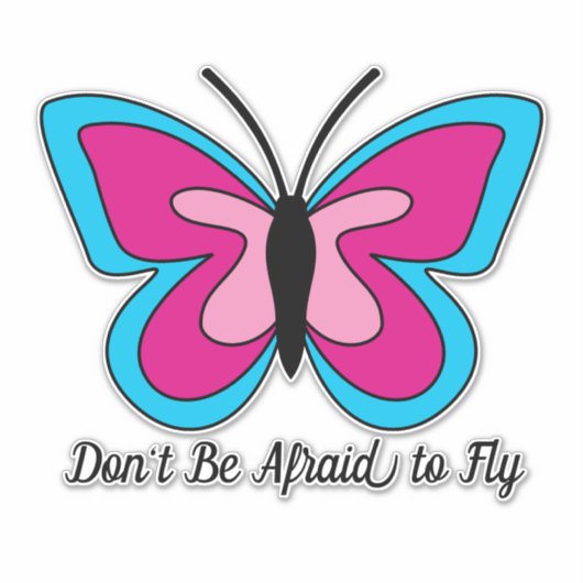 Sticker Papillon bleu magenta rose | Ajouter du texte (Devant)