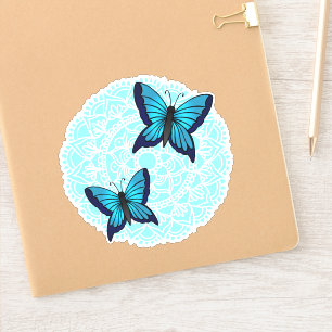 Sticker Papillon bleu Mandala