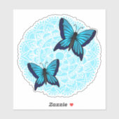 Sticker Papillon bleu Mandala (Feuille)