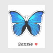 Sticker Papillon bleu morpho (Feuille)