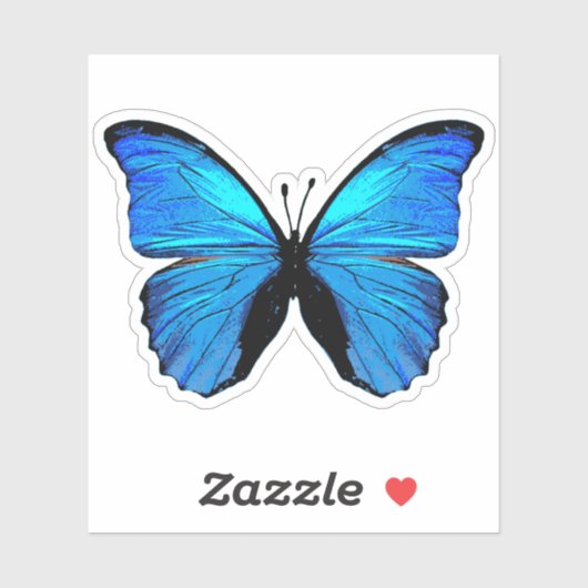 Sticker Papillon bleu morpho (Feuille)