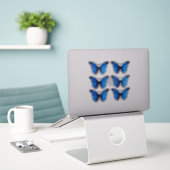 Sticker Papillon bleu Morpho | Vinyle coupé sur mesure (Ordinateur portable sur le bureau)