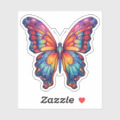 Sticker Papillon Bleu Orange ailes (Feuille)