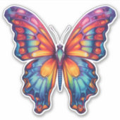 Sticker Papillon Bleu Orange ailes (Devant)