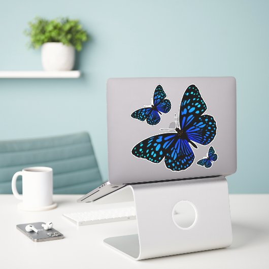 Sticker Papillon bleu Thunder_Cove (Ordinateur portable sur le bureau)