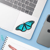 Sticker papillon bleu turquoise turquoise (Ordinateur portable avec iPhone)