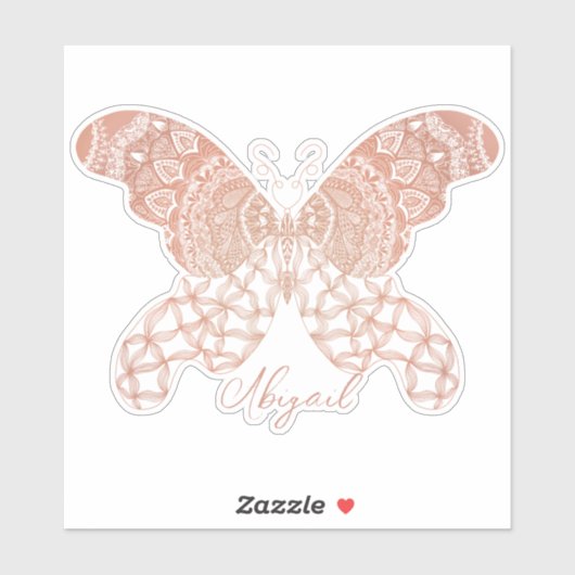 Sticker Papillon Boho rose (Feuille)