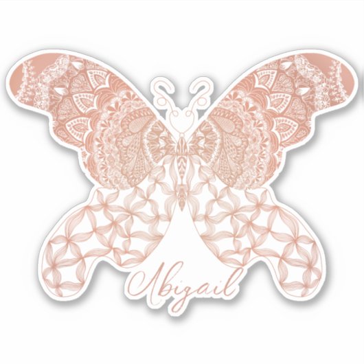 Sticker Papillon Boho rose (Devant)