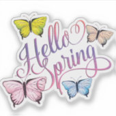 Sticker Papillon Bonjour printemps (Devant)