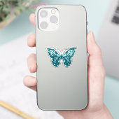 Sticker Papillon botanique turquoise et Aqua (Téléphone)