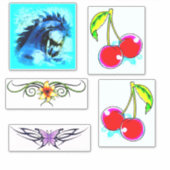 Sticker papillon, cerises, timbre (Devant)