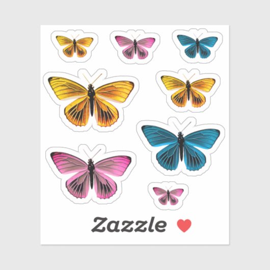 Sticker Papillon coloré mignon (Feuille)