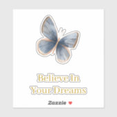 Sticker Papillon crème bleu blanc (Feuille)