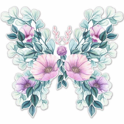 Sticker Papillon de conception florale rustique (Devant)