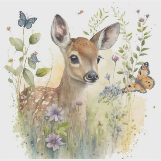 Sticker Papillon de feuillage floral de faon de cerf de la (Devant)
