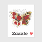 Sticker Papillon de fleurs rouges aux roses rouges (Feuille)