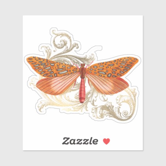 Sticker Papillon de récolte orange (Feuille)