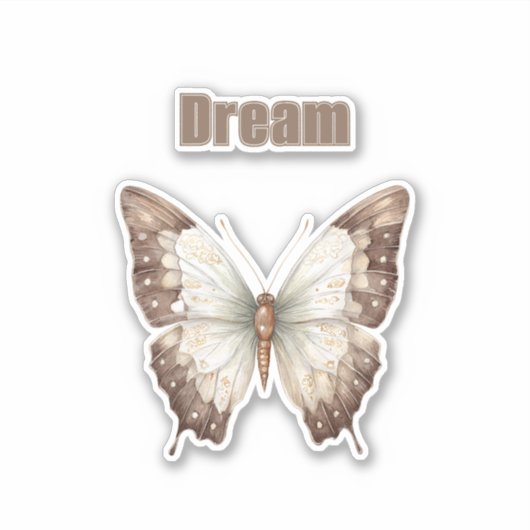 Sticker Papillon de rêve brun blanc (Devant)