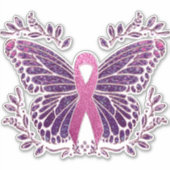 Sticker Papillon de sensibilisation au cancer du sein avec (Devant)