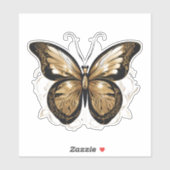 Sticker Papillon Doré En Vol (Feuille)