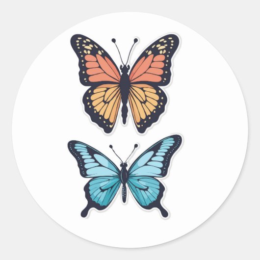 Sticker Papillon Duo - Monarque et Bleu (Devant)