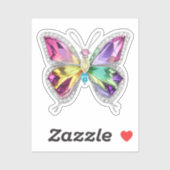 Sticker Papillon en cristal arc-en-ciel bijoux (Feuille)