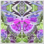 Sticker Papillon et Médaillon Motif Batik en violet (Devant)
