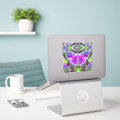 Sticker Papillon et Médaillon Motif Batik en violet (Ordinateur portable sur le bureau)