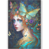 Sticker Papillon Fairy Elf Lady Imaginaire Art (Devant)