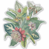 Sticker Papillon Feuille Tropical Vert (Devant)