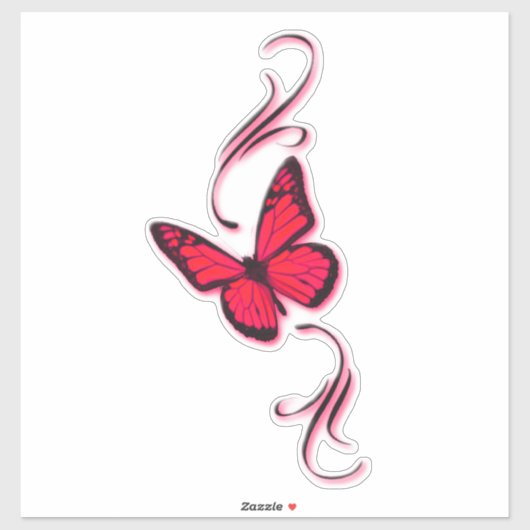 Sticker Papillon filigrané rouge (Feuille)