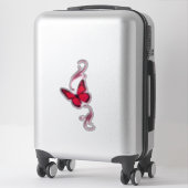 Sticker Papillon filigrané rouge (Sur valise)