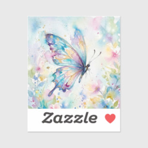Sticker Papillon Floral Aquarelle Coloré