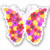 Sticker Papillon floral coloré (Devant)
