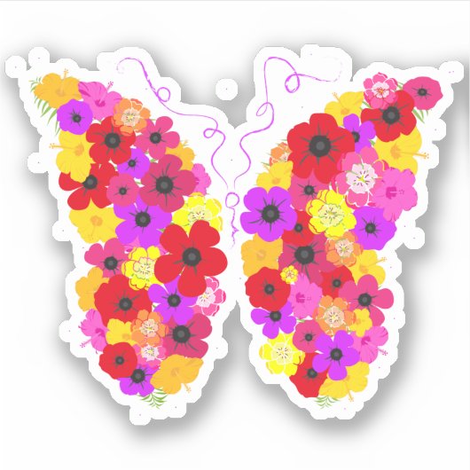 Sticker Papillon floral coloré (Devant)