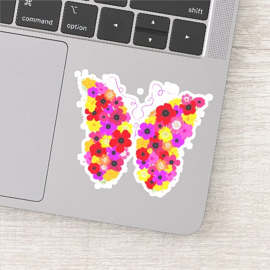 Sticker Papillon floral coloré (Détail)
