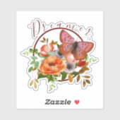 Sticker Papillon floral personnalisé (Feuille)