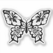 Sticker Papillon Hibiscus noir et blanc (Devant)