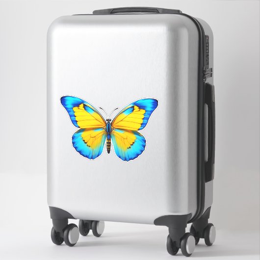 Sticker Papillon jaune-bleu (Sur valise)
