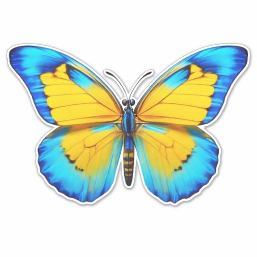 Sticker Papillon jaune-bleu (Devant)