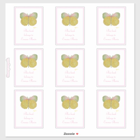 Sticker Papillon jaune de juin (Feuille)