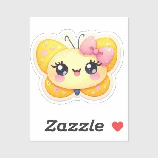 Sticker Papillon Kawaii (Feuille)