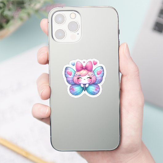 Sticker Papillon Kawaii (Téléphone)