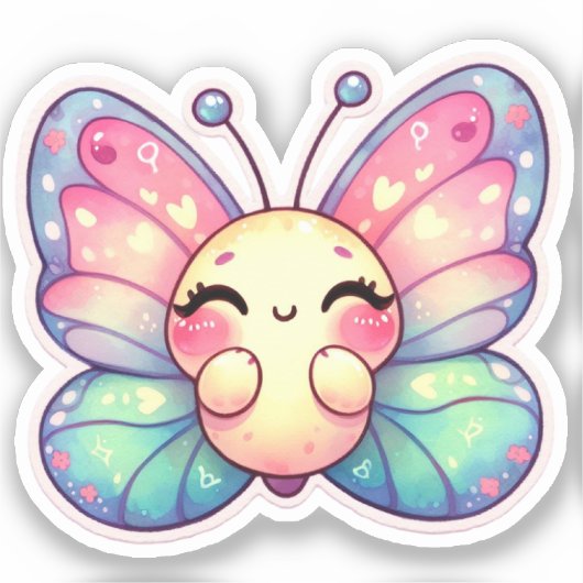 Sticker Papillon Kawaii (Recto)