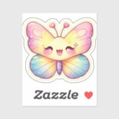 Sticker Papillon Kawaii (Feuille)