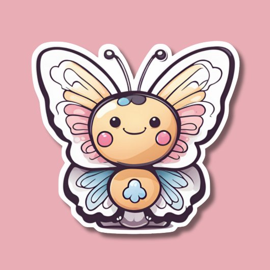 Sticker Papillon Kawaii mou