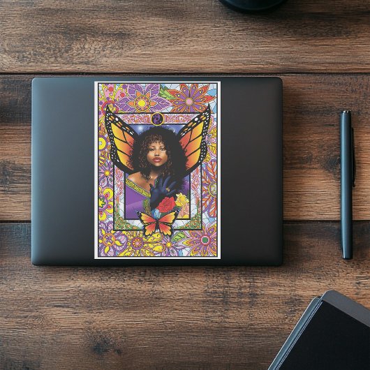 Sticker Papillon monarque Fée Purple Floral